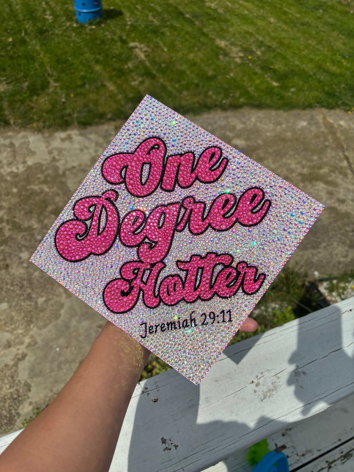 Degree(s) Hotter, Full Rhinestone Grad Cap Topper