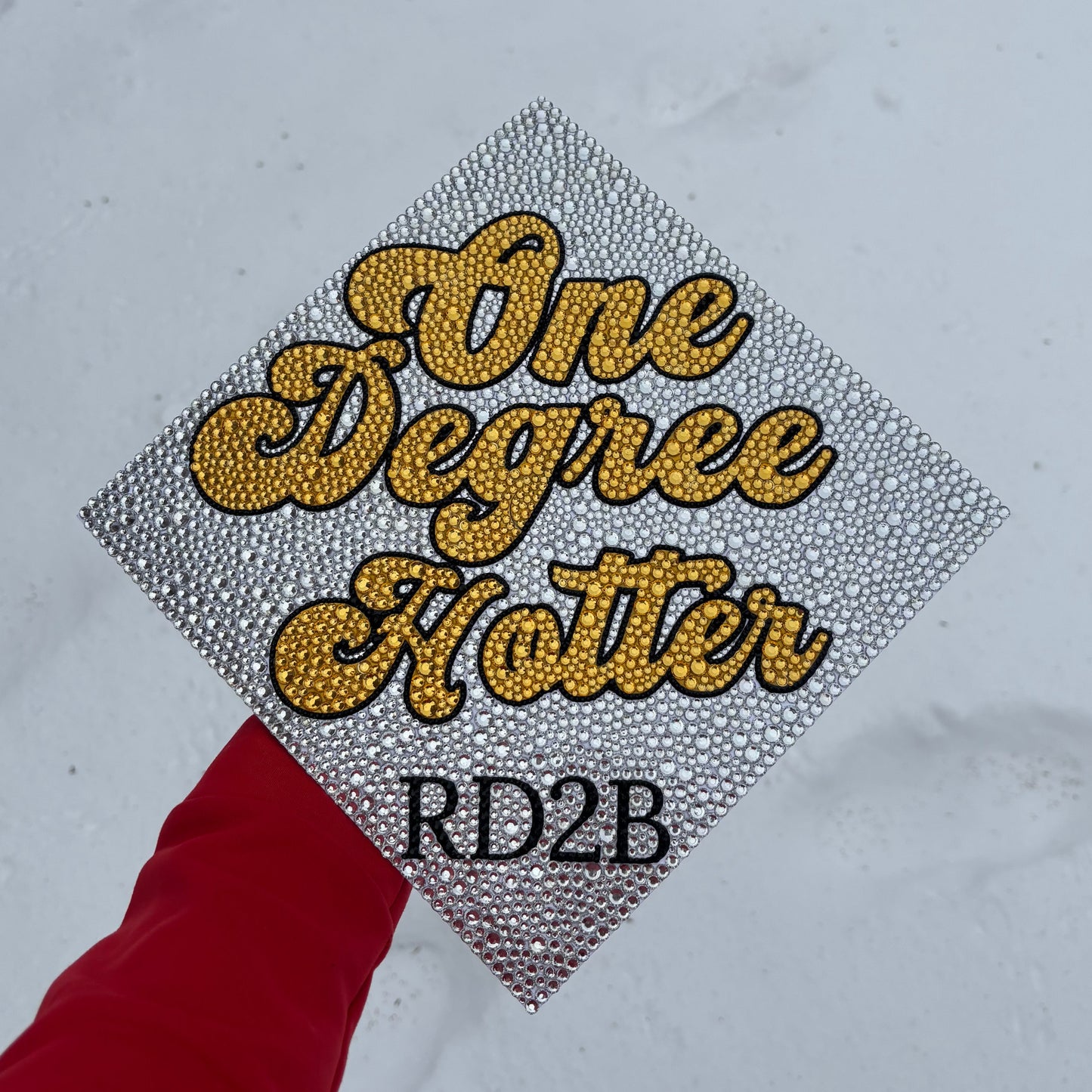 Degree(s) Hotter, Full Rhinestone Grad Cap Topper