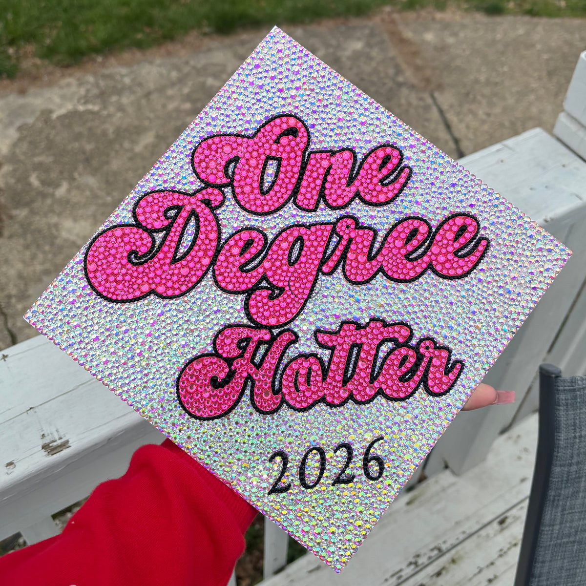 Degree(s) Hotter, Full Rhinestone Grad Cap Topper