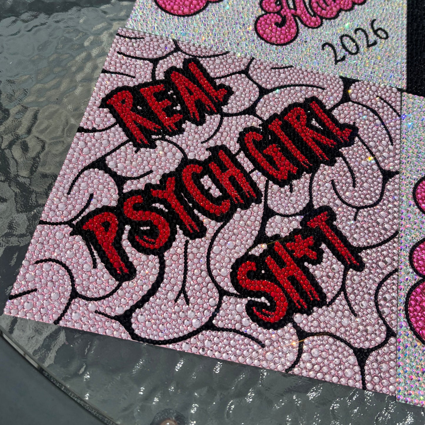 Real Psych Girl Sh*t- Full Rhinestone Grad Cap Topper
