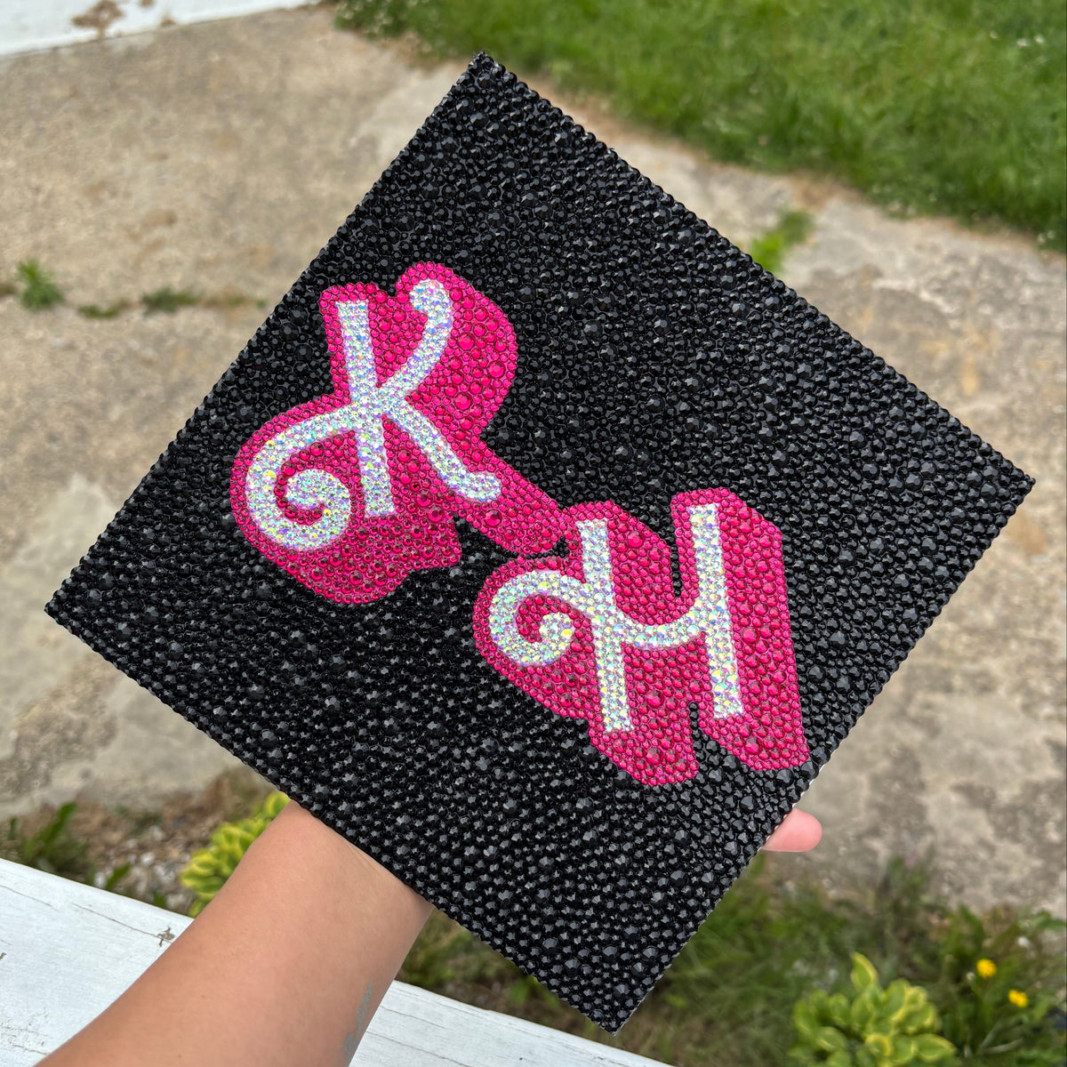 Barbie Initials- Full Rhinestone Grad Cap Topper