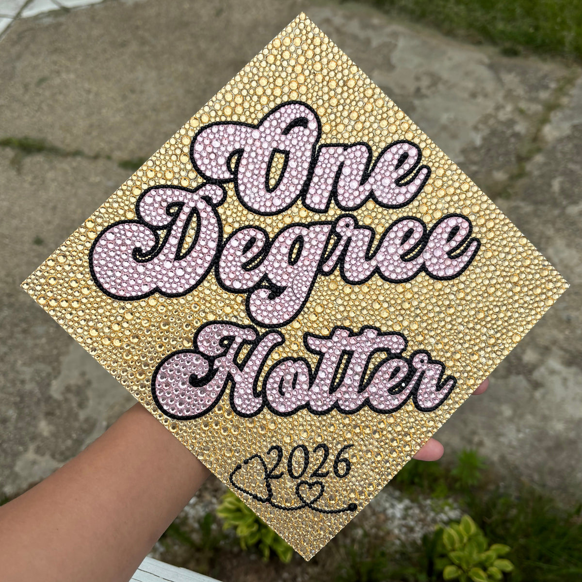 Degree(s) Hotter, Full Rhinestone Grad Cap Topper