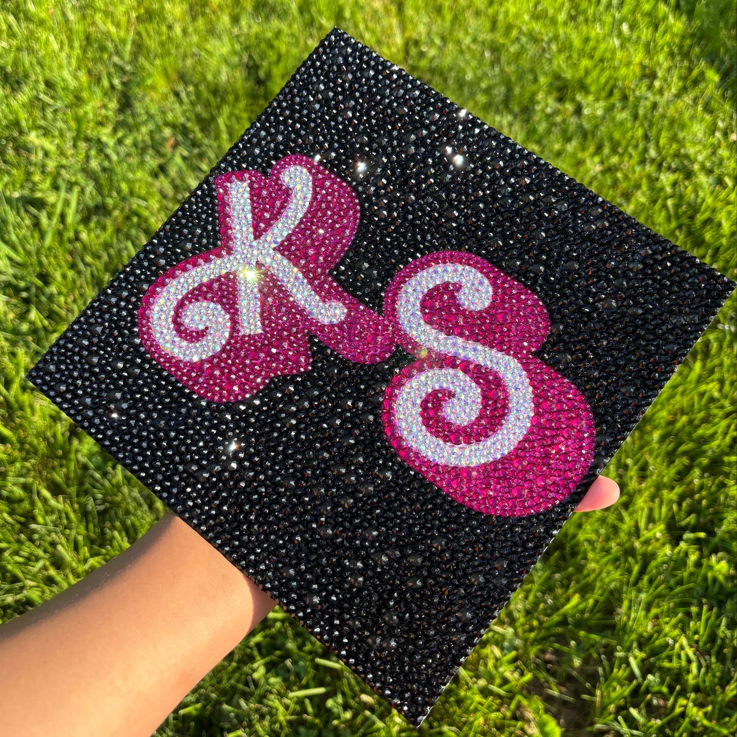 Barbie Initials- Full Rhinestone Grad Cap Topper