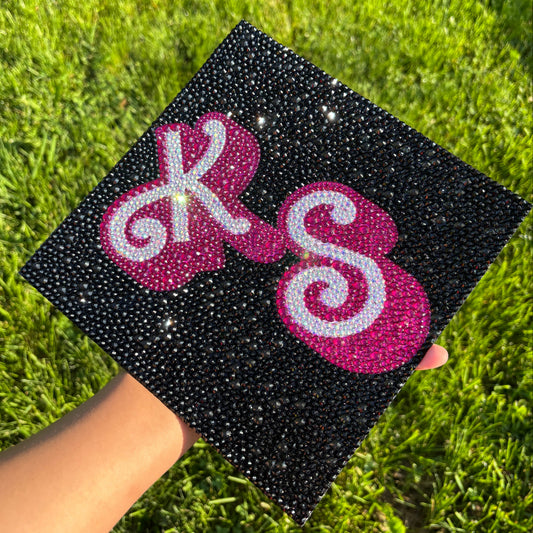 Barbie Initials- Full Rhinestone Grad Cap Topper
