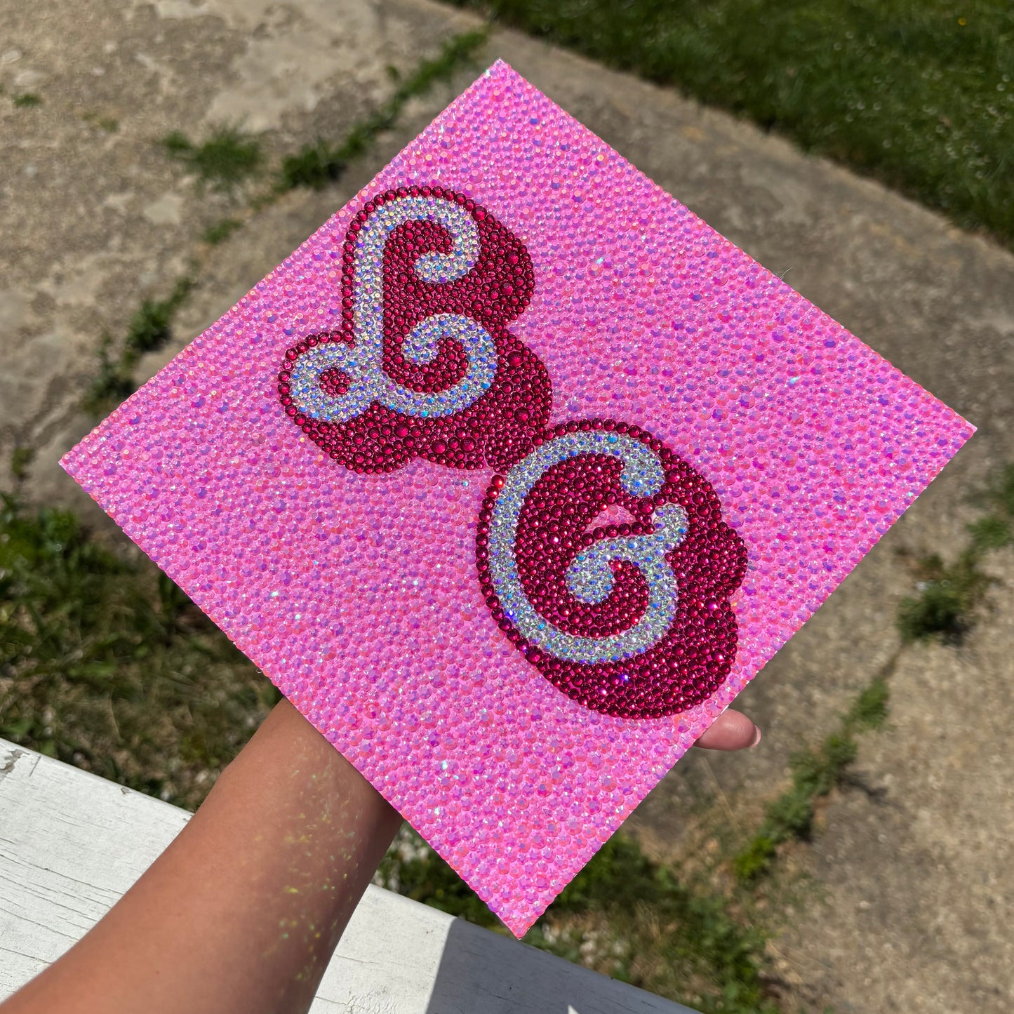 Barbie Initials- Full Rhinestone Grad Cap Topper