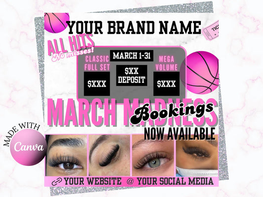 March Madness Booking Flyer: Salon Specials Canva Template (Digital Download)